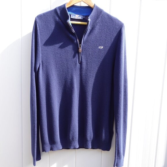 Vineyard Vines Knit Cotton Quarter Zip Long Sleeve Pullover Boys XL - Picture 1 of 10